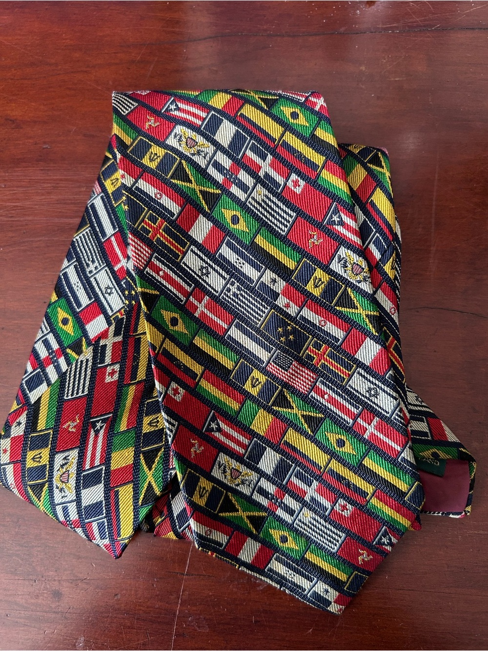 Vintage J Crew Mens Tie International Flags 100% Cotton Handmade USA